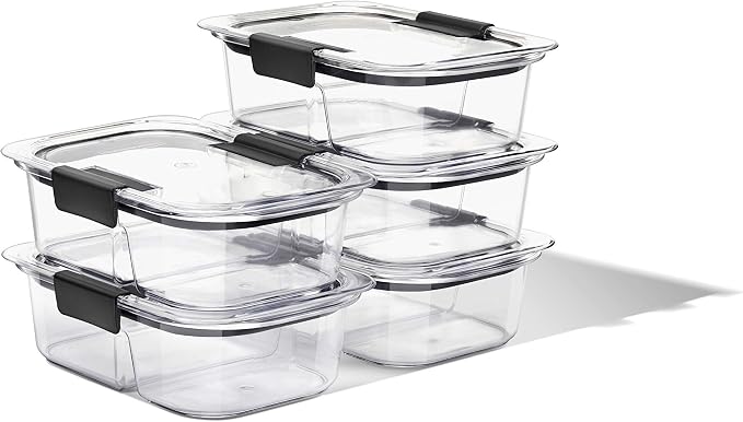 Rubbermaid Brilliance Meal Prep Containers, 2-Compartment Food Storage Containers, 2.85 Cup, 5-Pack, BPA-Free, Clear/Grey - Image 2