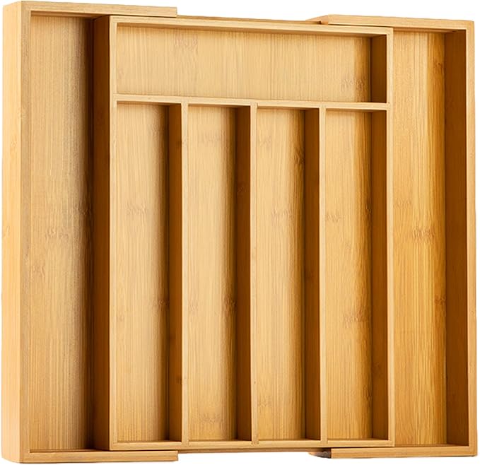 Silverware Organizer Kitchen Drawer Organizer Expandable Bamboo Utensil Holder Cutlery Tray for Kitchen Utensil and Flatware Bedroom Office - Image 8