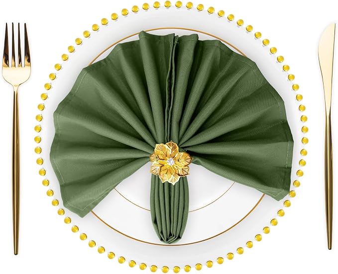 SuperO Set of 120 Cloth Napkins 17 x 17 Inch, Polyester Solid Washable Dinner Napkins with Hemmed Edges,Great for Restaurant, Wedding and Party(Willow) by SuperO
