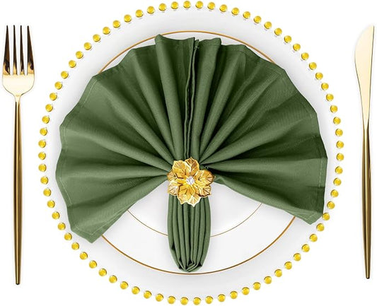 SuperO Set of 120 Cloth Napkins 17 x 17 Inch, Polyester Solid Washable Dinner Napkins with Hemmed Edges,Great for Restaurant, Wedding and Party(Willow) by SuperO