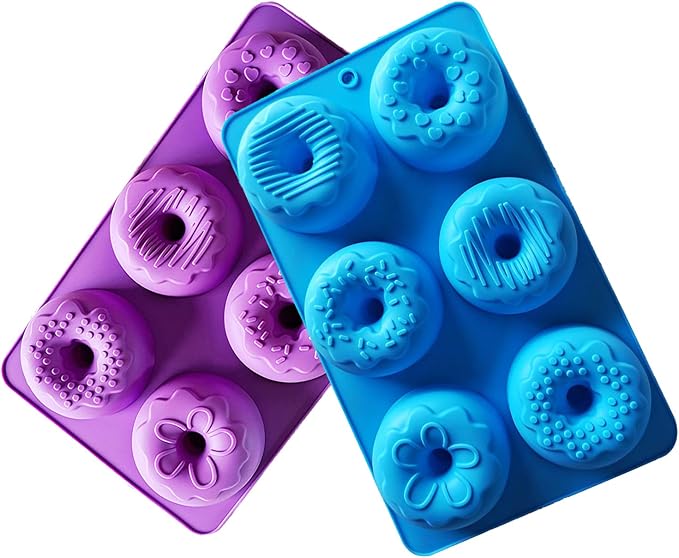 Donut Pan Silicone Molds Baking Pan NonStick 6-Cavity Pack of 2,BPA Free Silicone Mold Sheet Tray Makes Perfect 3 Inch Donuts Bagels by Unknown