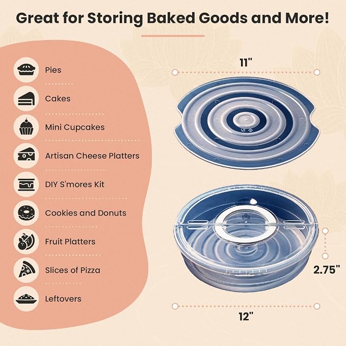 2 Pack Pie Carrier with Lid & Insulated Food Carrying Case Bag - 12" Food Storage Containers for Pies, Cheesecake, Flan, Pizza, Tortilla & More - Image 8