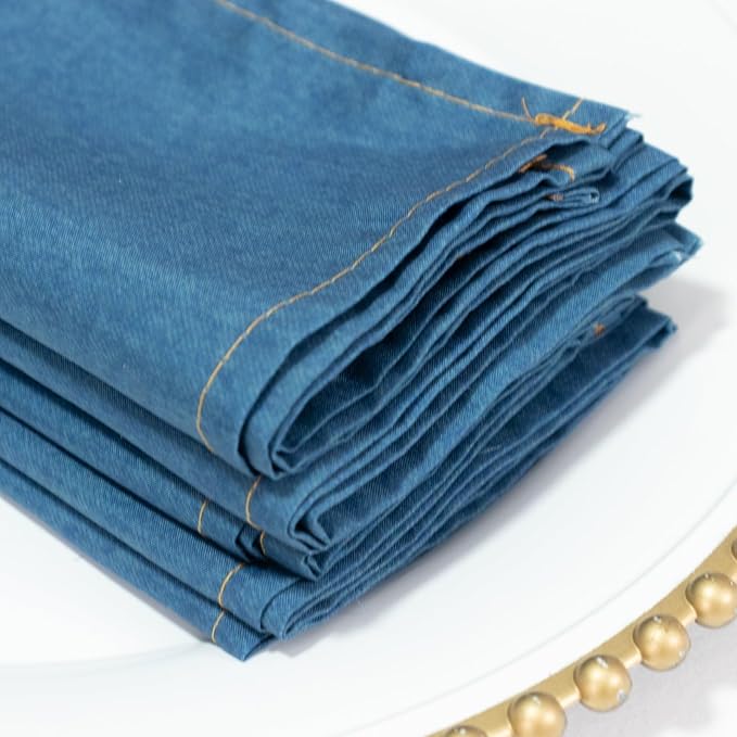Efavormart 5-Pack Denim Blue Polyester Cloth Napkins 17”x17” with Faux Denim Design, Wrinkle & Stain Resistant for Events - Image 7
