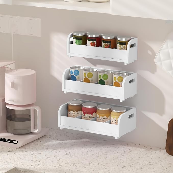 3-Tier Bamboo Tea Bag Organizer, Stackable Tea Holder for Countertop, White | Tea Box Shelf with Removable Dividers, Wall Mount Large Capacity Tea Organizers and Storage for Pantry Kitchen Office Bar - Image 6