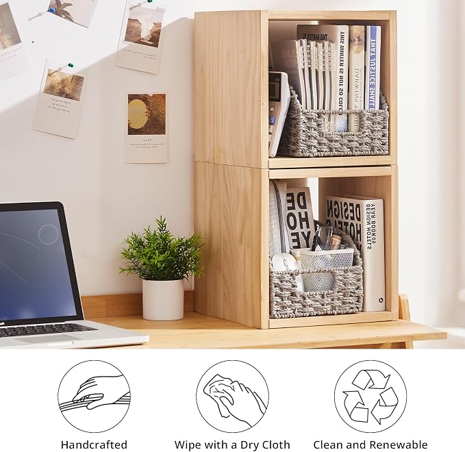OIAHOMY Pantry Baskets for Organizing, Paper Rope Baskets with Built-in Handles, Wicker Storage Bins for Shelves, 2 Pack-Grey - Image 5