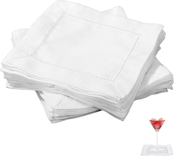 25pcs Linen Cocktail Napkins for Embroidery, 15x15cm/6x6in Reusable Small Cotton Napkins Cream Fabric Coasters for Wedding Birthday Baby Shower Party Home Bar Beverage Supplies by Unknown