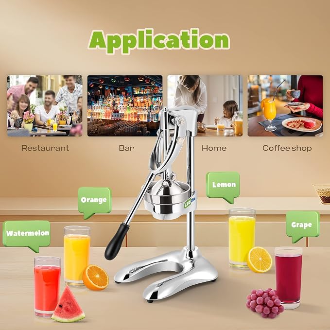 Manual Juicer Hand Press Professional Citrus Juicer Countertop Metal Orange Lemon Pomegranate Squeezer for Commercial Home Restaurant Use( Stainless Steel Heavy Duty Extra Large 7.4*9.8*19.3") - Image 6