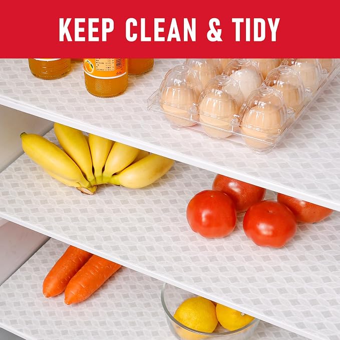 Cooyes French Door Refrigerator Liners 24" x 240", Absorbent Strong Grip Fridge Mats Machine Washable, Non-Adhesive Refrigerator Shelf Liner for Fridge Bins & Kitchen Cabinets, Gray - Image 2
