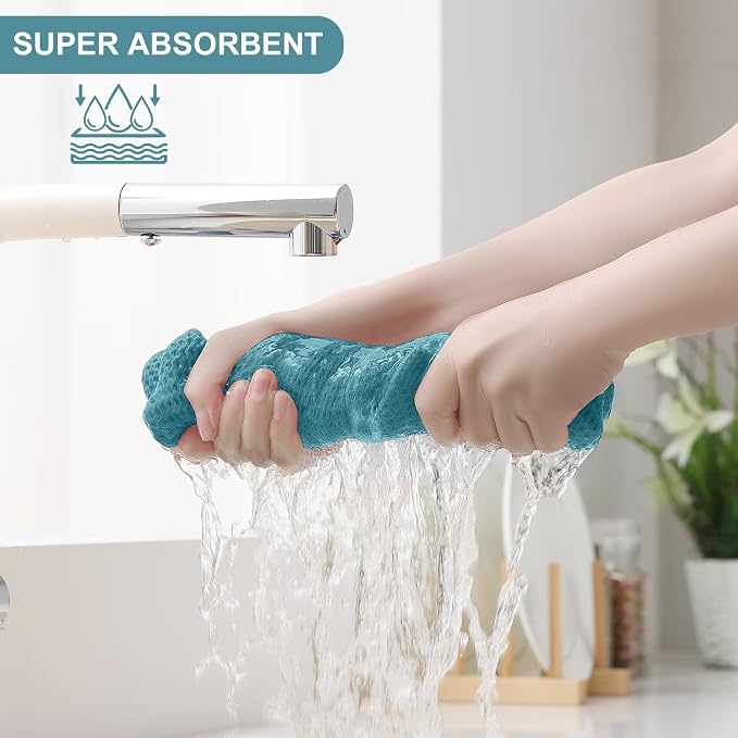 Homaxy 8 Pack 100% Cotton Kitchen Towels and Dishcloths Set, Lake Blue | 12 x 12 Inches and 13 x 28 Inches Kitchen Towels Set, Ultra Soft Absorbent Dish Cloths for Washing Dishes - Image 3