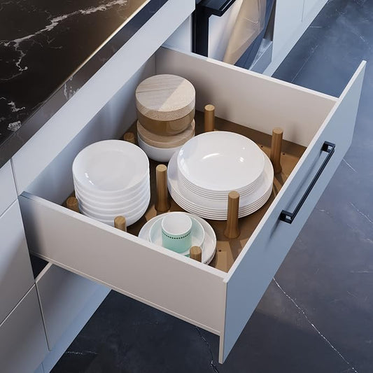 Dowell 24.25" x 21.25" Drawer Divider Organizer Wood Peg Board - 9Pegs by DowellKitchenBath