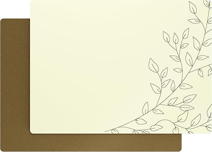 Royalty Art Boho Placemats, Set of 4, Ivory, Non-Slip Cork Backed | Wipeable heat resistant surface, kitchen and dining table protection, floral farmhouse pattern by RoyaltyArt