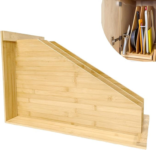 Tray Dividers for Kitchen Cabinets, 15.5in x22.5in x12in with 3 Dividers | Bamboo Organizer For Cookie Sheets, Baking Sheets,Racks Lids, Flat Items, Perfect for Organizing Cabinets, 5Y Warranty by KMHGD--