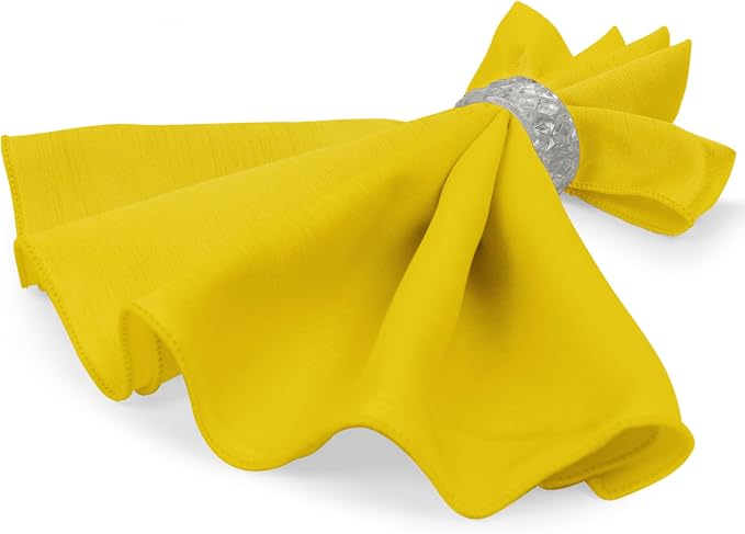 17 x 17-Inch Shantung Satin Cloth Napkins, Lemon Set of 12 - Image 7