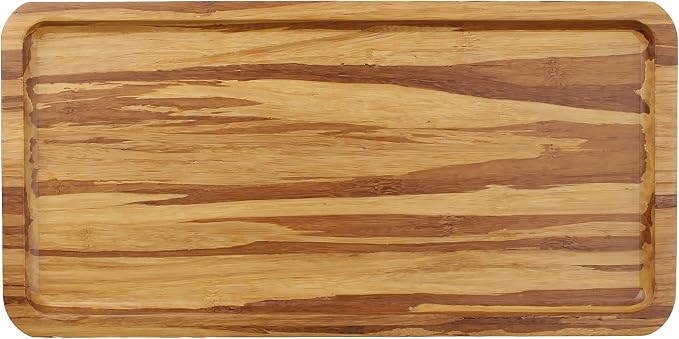BambooMN Rectangular Bamboo Serving Tray - Tiger Stripe - 11 x 5.5 x 0.6 by BambooMN