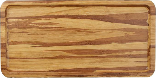 BambooMN Rectangular Bamboo Serving Tray - Tiger Stripe - 11 x 5.5 x 0.6 by BambooMN