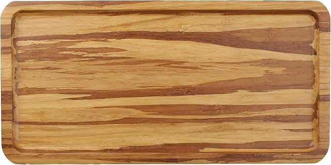 Bamboo Serving Tray - 11" x 5.5" x 0.6" - Tiger Stripe - 30 Trays by BambooMN