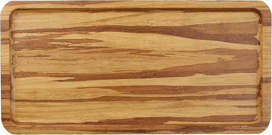 Bamboo Serving Tray - 11" x 5.5" x 0.6" - Tiger Stripe - 30 Trays by BambooMN