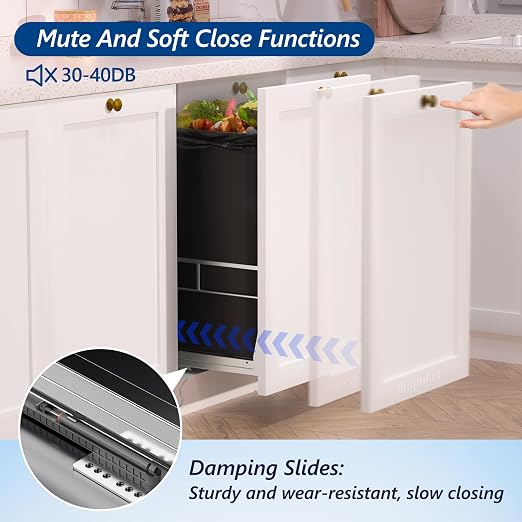 Insputer Pull Out Trash Can Under Cabinet with Soft-Close Slides | Space Saving, Heavy Duty, Garbage Can Not Included, Under Sink Bin Kit for Home Kitchen, Requires Min Cabinets 12" W X 18" D - Image 6
