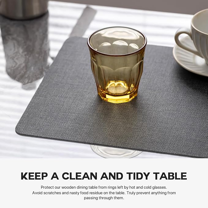 Baroyal Faux Leather Placemats Set of 8 Vinyl Washable Wipeable Table Mats for Kitchen Dining Table Heat Resistant Waterproof Modern Indoor/Outdoor Placemats Non-Slip Easy Clean Place Mats (Midnight) - Image 5