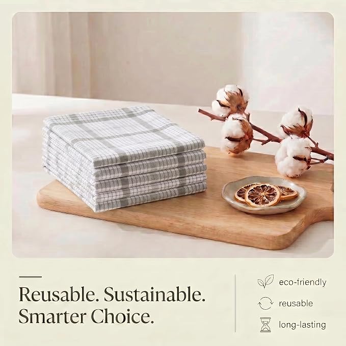 Urban Villa Kitchen Towels Cotton Dish Towels 20”x30” (Set of 6) Tiny Checks - Image 8