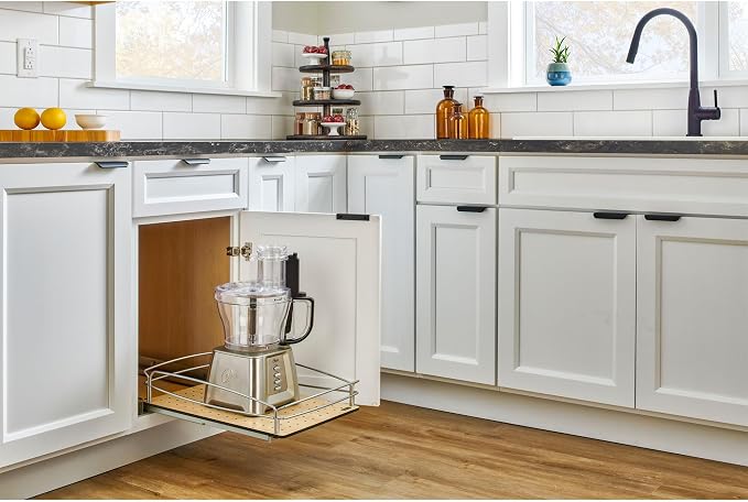 Rev-A-Shelf Pull Out Kitchen Cabinet Storage Organizer with Solid Bottom and Undermount Soft-Close Full Extension Slides, 54BK-12SC-1 - Image 3