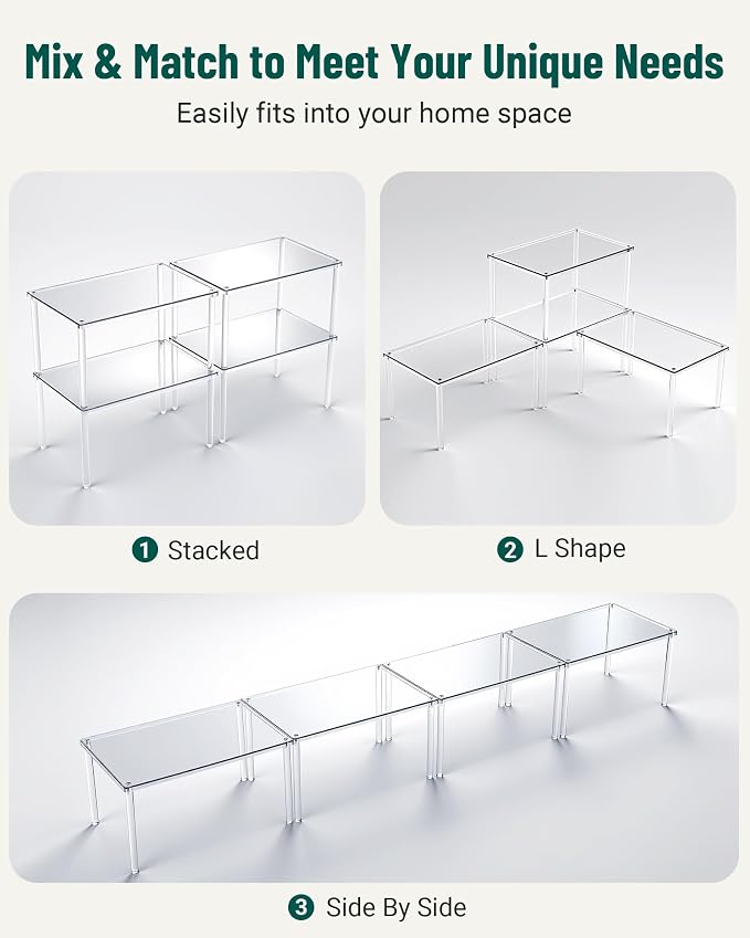 Acrylic Cabinet Organizer Set of 2, Stackable Spice Rack for Kitchen | Clear Shelf Organizer for Pantry, Cabinets, Countertops and Desks, Stackable Design Perfect for Spices and Small Items - Image 8