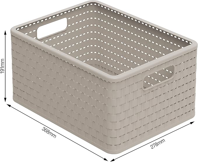 Rotho Country Set of 3 Storage Baskets 18 l, 3 x A4/18l (36,8 x 27,8 x 38,5 cm), Cappuccino - Image 4