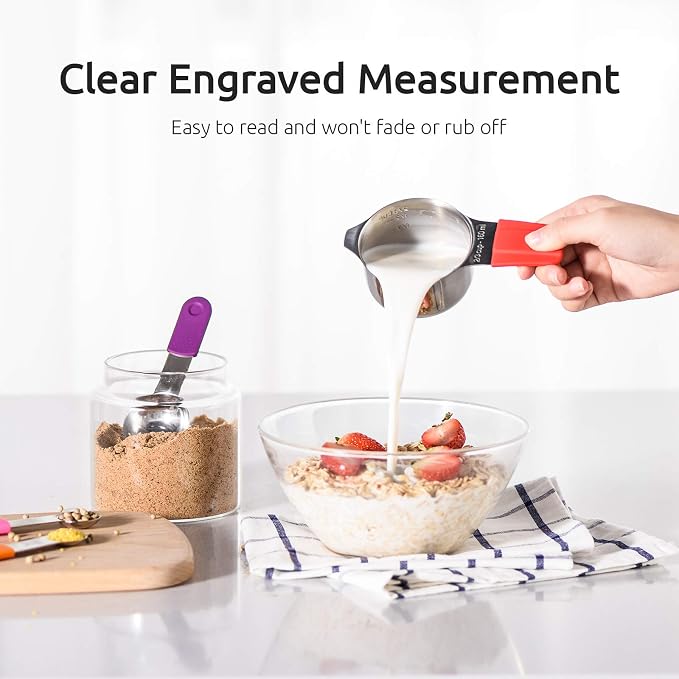 Measuring Cups, U-Taste Magnetic Measuring Cups and Spoons Set of 13 in 18/8 Stainless Steel: 7 Measuring Cups and 5 Measuring Spoons with 1 Professional Magnetic Measurement Conversion Chart | Heavy Duty Magnetic Measuring Cups, Measure Spoon All in O... - Image 4