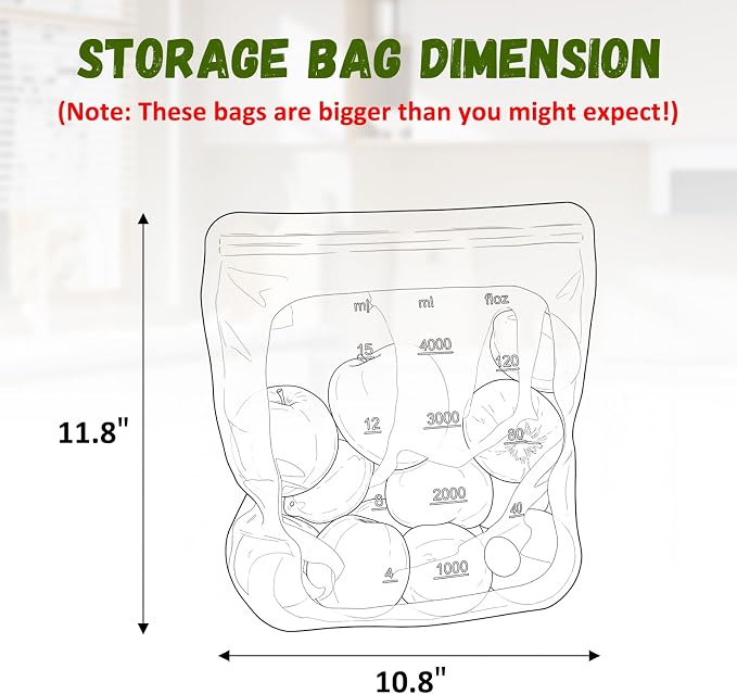 Reusable Premium Silicone Food Storage Gallon Bag 135oz,XXL - 2 PCS Food Storage Bag,Freezer Container,Sous Vide,Kitchen Organization,And Meal Prep Bags Microwave,Dishwasher,Oven Safe, BPA Free - Image 2