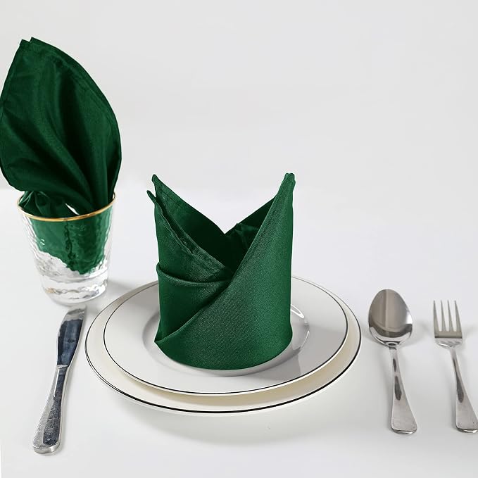 Cloth Napkins 17x17 inch Washable Polyester Dinner Napkins Soft Table Napkins for Wedding Party Dining Banquet(Hunter,12PCS) - Image 6