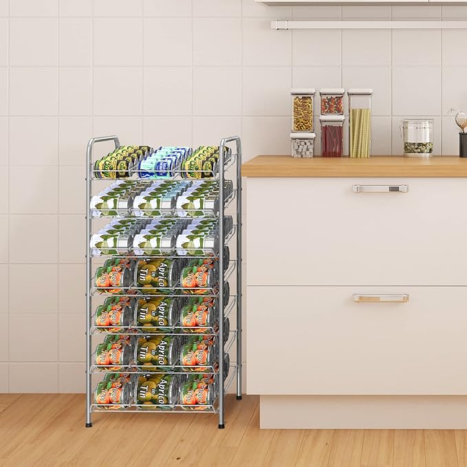 Vrisa Can Organizer for Pantry 7-tier Can Organizer Can Good Organizer for Pantry Shelf Holds up to 84 Cans Can Rack Dispenser for Pantry, Kitchen, Cabinet Silver - Image 6