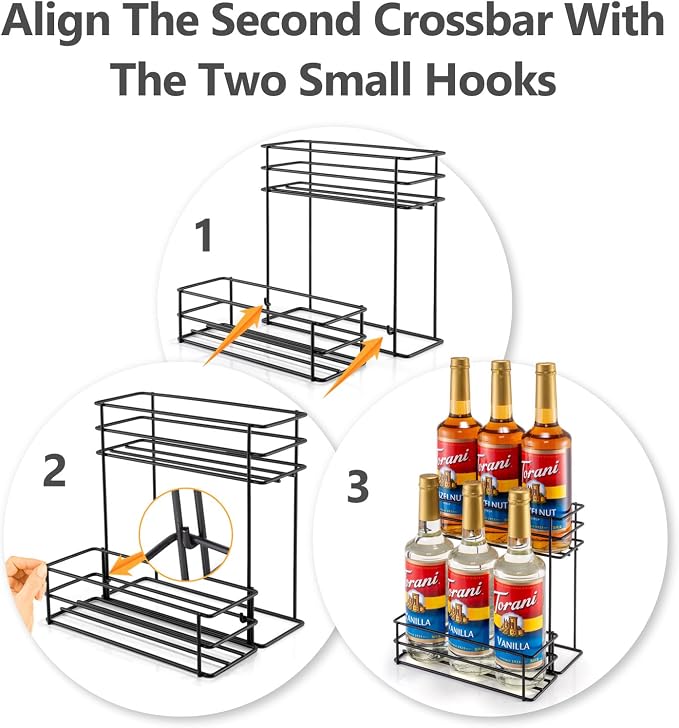 kimilus 6 Bottle Coffee Syrup Organizer Coffee Syrup Rack for Coffee Bar Kitchen Small Wine Rack for Bar Family Storage for Syrup Wine Dressing - Image 3