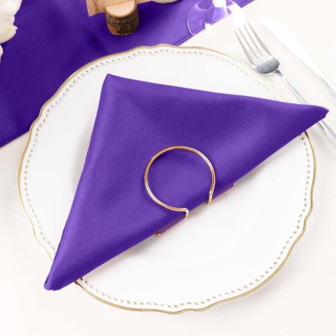 Efavormart Premium Cloth Napkins Set of 50, 20x20 Inch Purple Seamless Dinner Napkins, Washable Linen Table Napkin Cloth with Hemmed Edges for Weddings, Party and Banquet - Image 2