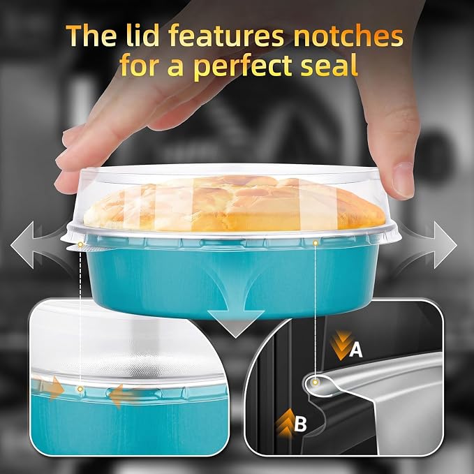 Beasea Disposable Mini Pie Tins with Lids, 120 Pack 7.3oz Blue Green Aluminum Foil Ramekins Small Pie Tart Tin Pans Cake Baking Cups Round Individual Tart Cheesecake Containers for Party Wedding - Image 4
