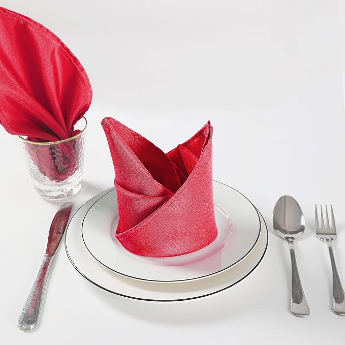 Cloth Napkins 17x17 inch Washable Polyester Dinner Napkins Soft Table Napkins for Wedding Party Dining Banquet(Red,50PCS) - Image 5