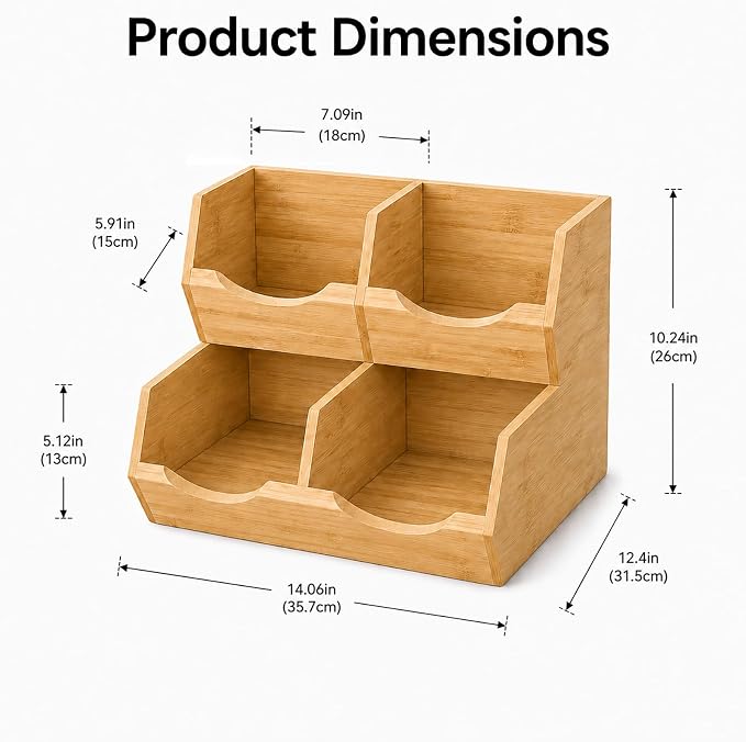 Bamboo Pantry Storage Bins Set of 3, Stackable Desktop Organizer | Ideal for kitchen counters, pantry shelves, dining rooms, coffee bars, offices and utility rooms. - Image 3