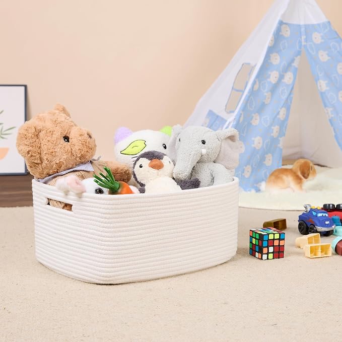 MiniArk Large Storage Baskets for Shelves, 17 x 13 x 7.5” Closet Organizers Bins for Clothes Blanket Towels, Baby Nursery, Toy Baskets Box, Woven Rope Baskets, 2 Packs Off White - Image 5