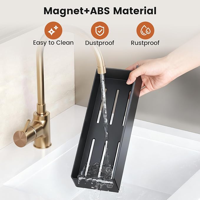 Magnetic Spice Rack for Refrigerator,6 Pack Magnetic Shelf,Fridge Magnet Organizer with Paper Towel Holder,Utensils Racks,Hook Rack,Deepened Basket,Fridge Organizers and Storage Black(6 Pack) - Image 4