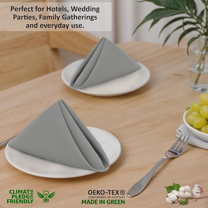 Ruvanti Cloth Napkins Set of 12, 18x18 Inches, 100% Cotton, Washable, Soft & Absorbent, Perfect for Wedding, Christmas, ‎Thanksgiving Dinners - Wild Dove - Image 7