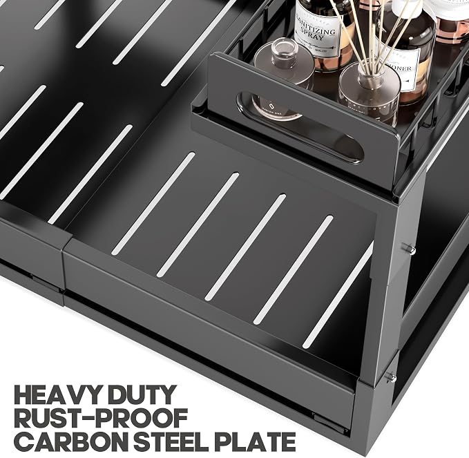1 Pack-16"-26"W Expandable Under Sink Organizer With Upgrade Ball-Bearing Slide,2-Tier Pull Out Under Cabinet Organizer Height Adjustable,Not Suitable For Cabinets With Partitions In The Middle - Image 6
