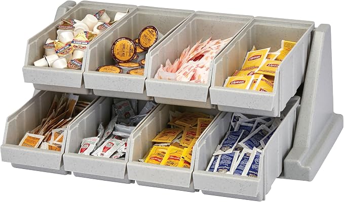 Cambro Versa - Self Serve Condiment and Utensil Bin - 8 Storage Bins - Ideal for Food and Coffee Condiments (Gray) by CambroManufacturing