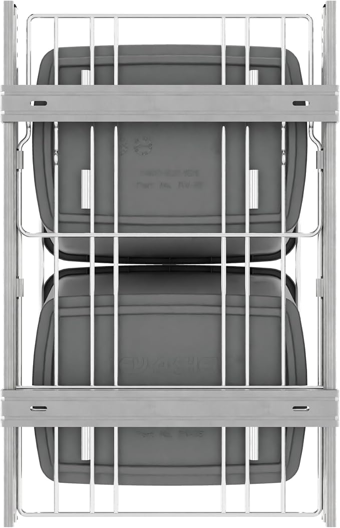 Rev-A-Shelf Double Pullout Garbage Trash Cans for Kitchen Cabinets, 35 Qt | Large Capacity Waste/ Recycling Bins, Heavy Gauge Wire Construction, with Full Extension Slides, Silver, RV-18KD-17C S - Image 7