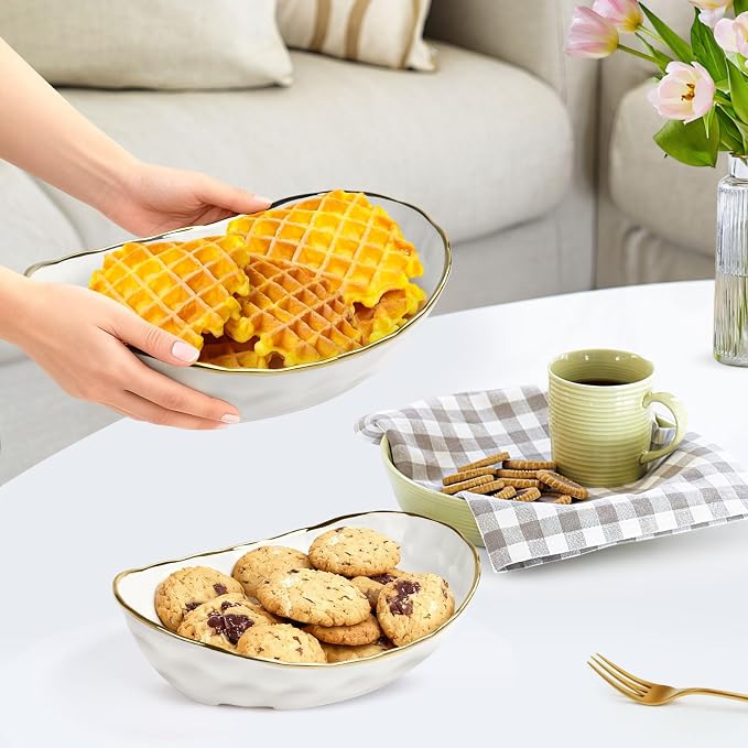 Ceramic Fruit Bowl for Kitchen Counter, Fruit Basket with Metal Stand, Tiered Fruit Rack for Countertop, Modern Serving Bowl for Party Dessert, Vegetable, Snack - Image 7