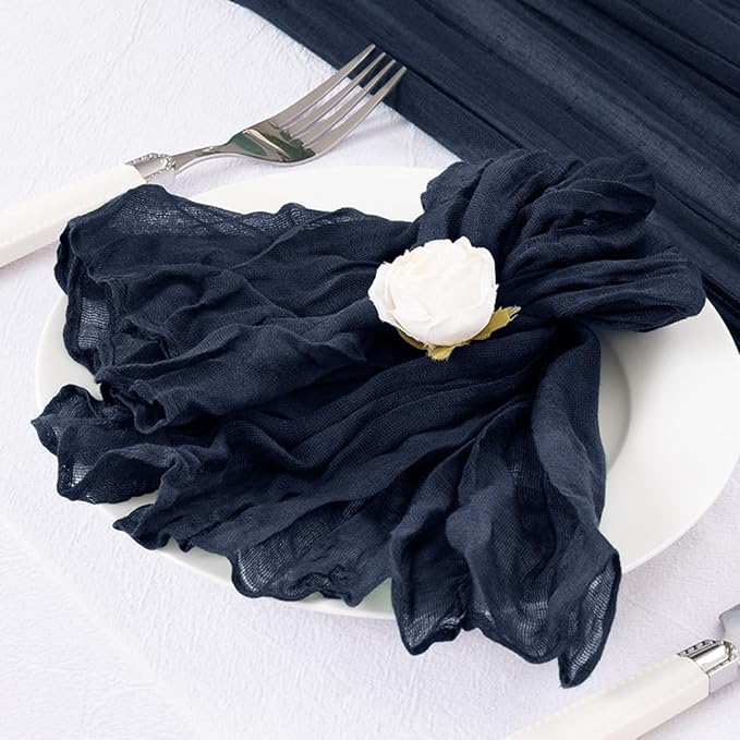 DeZerlor Navy Blue Washable Cheesecloth Napkins Set of 50 for Party | Reusable Cloth Napkins Bulk, for Wedding Bridal Baby Shower Dinner Cocktail Birthday Home, 21x21 Inches - Image 6
