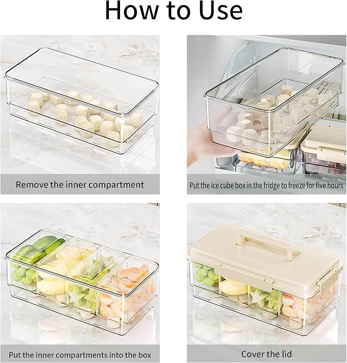 2Pack Ice Chilled Condiment Caddy with 4 Removable Containers Taco Ingredient Server with Lid Cooled Garnish Caddy Tray for Taco Mimosa Bar Sauce Fruits&Veggies White - Image 4