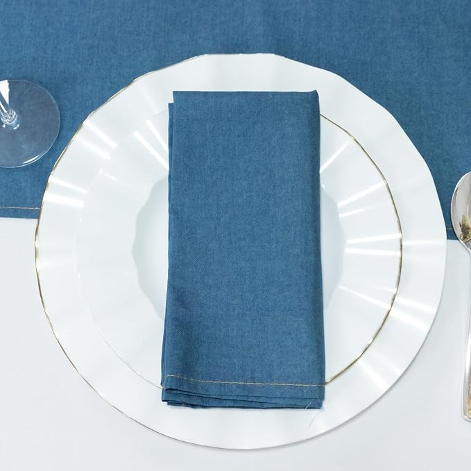 Efavormart 5-Pack Denim Blue Polyester Cloth Napkins 17”x17” with Faux Denim Design, Wrinkle & Stain Resistant for Events by efavormart