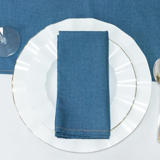 Efavormart 5-Pack Denim Blue Polyester Cloth Napkins 17”x17” with Faux Denim Design, Wrinkle & Stain Resistant for Events by efavormart