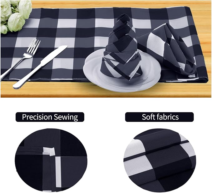 Buffalo Plaid Table Napkins Set of 50 Checkered Cloth Napkins 17x17 inch Washable Dinner Gingham Pattern Napkins Soft Napkins for Wedding Party Dining Banquet(Navy and White) - Image 3