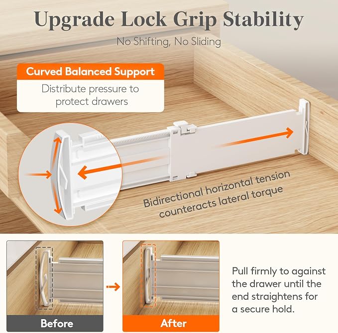 Lifewit 3.2" High Drawer Dividers for Clothes, Adjustable Drawer Organizers | 10.5"-16.5" Expandable Plastic Separator for Dresser, Kitchen, Cabinet, Closet, Nursery, Socks & Underwear Storage, 4 Pack - Image 4