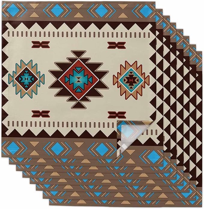 Multicolor Boho Cloth Napkins Set of 8 - Washable Dinner Napkins Reusable Table Napkins for Home Party Weeding Dining Table Setting Decoration,Western Southwest Native American Indian Oversized by Unknown